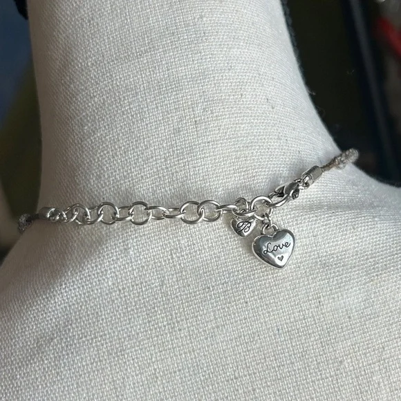 Brighton Karma Crystal Cross Necklace Silver Plated Braided Brown Beaded 17" - Picture 4 of 11